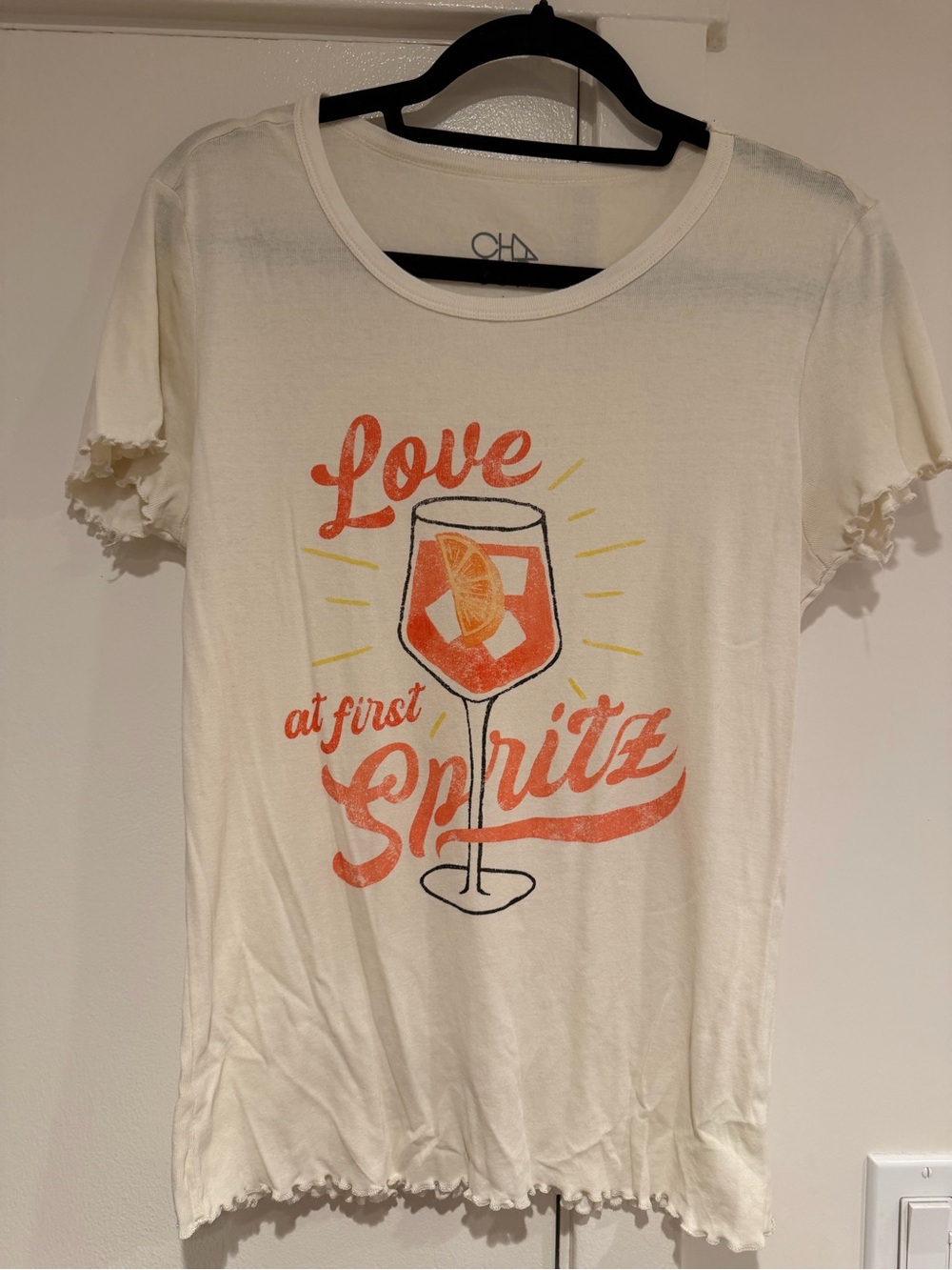 Chaser Love at First Spritz Ruffle Graphic Tee Starry White L